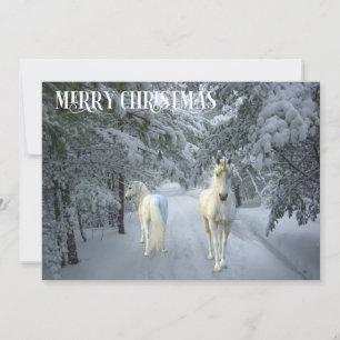 Tarjeta Festiva Fantasia de Paisaje Invernal de Unicornio de Navid