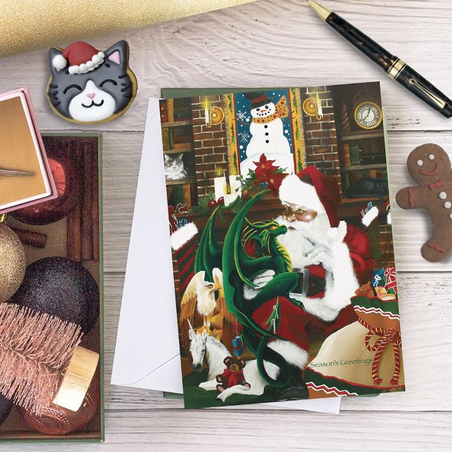 Tarjeta Festiva Fantasía del Dragón de Santa Navidades (Subido por el creador)
