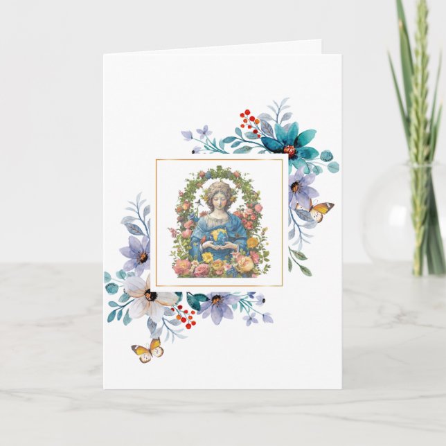 Tarjeta Festiva Fantasía floral Abrazo de la Madre Tierra (Anverso)
