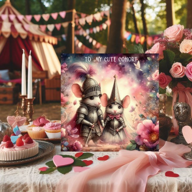 Tarjeta Festiva Fantasía floral acuarela Romance Mouse Valentine (Subido por el creador)