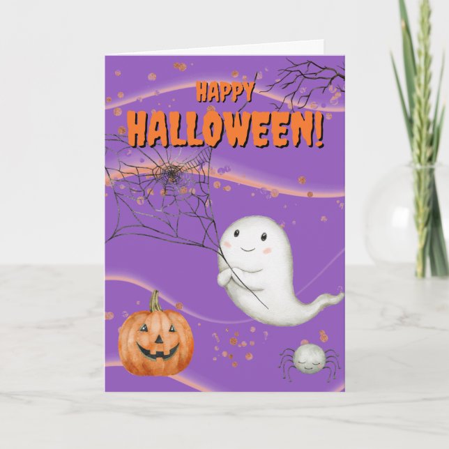 Tarjeta Festiva Fantasma de Halloween (Anverso)