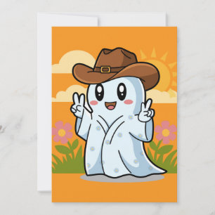 Tarjeta Festiva Fantasma de Vaquero Adorable para Decoración Diver