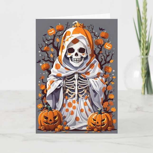 Tarjeta Festiva Fantasma espantoso de Halloween (Anverso)