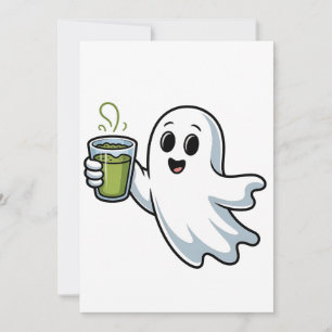 Tarjeta Festiva Fantasma espeluznante de Halloween sosteniendo Mat