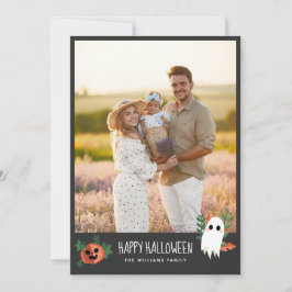 Tarjeta Festiva Fantasma feliz de la calabaza en Halloween