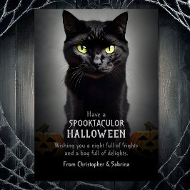 Tarjeta Festiva Fantasma Gato negro saludo de Halloween
