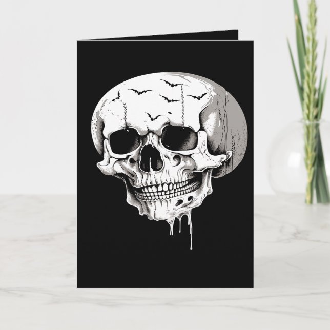 Tarjeta Festiva Fantasma Halloween derritiendo caurio con imágenes (Anverso)