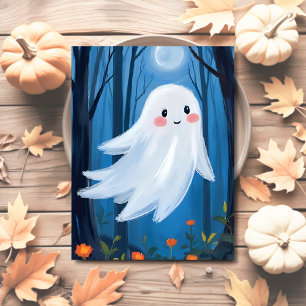 Tarjeta Festiva Fantasma Lindo Halloween Espeluznante