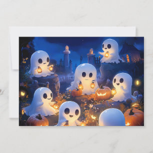 Tarjeta Festiva Fantasmagóricos faroles de calabaza de Halloween e