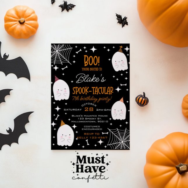 Tarjeta Festiva Fantasmas de fiesta de cumpleaños de Halloween par (Subido por el creador)