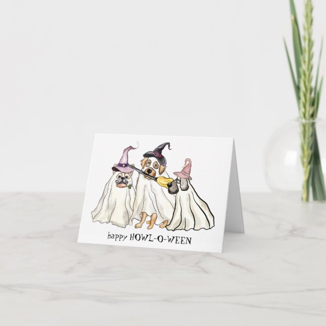 Tarjeta Festiva Fantasmas felices de Halloween (Anverso)