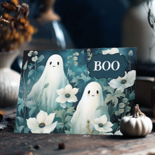 Tarjeta Festiva Fantasmas Florales Melancólicos de Halloween