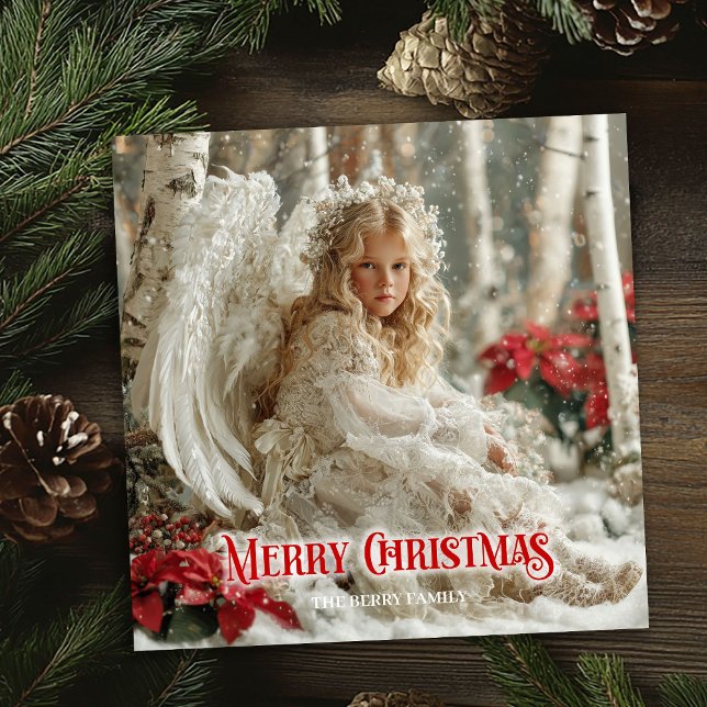 Tarjeta Festiva Fantasy angelic angel red gold festive magical  (Fantasy angelic angel red gold festive magical card)