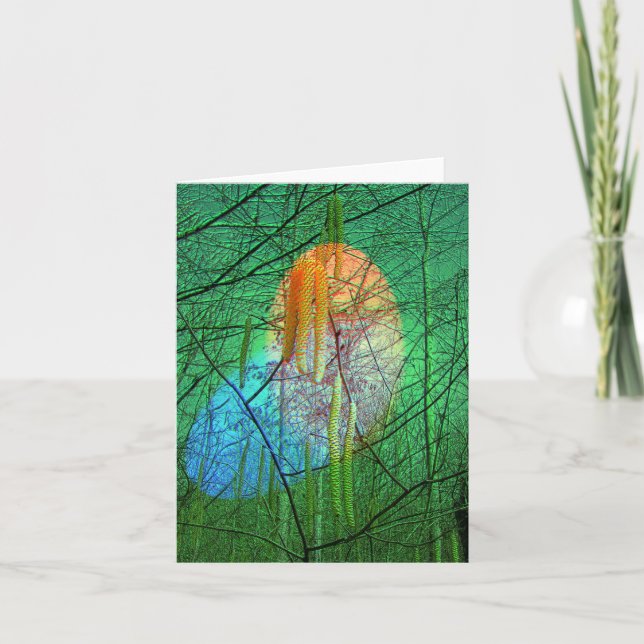 Tarjeta Festiva Fantasy Birch Catkins Note Card (Anverso)