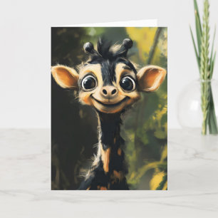 Tarjeta Festiva Fantasy Black Giraffe Cute