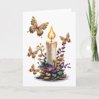 Tarjeta Festiva Fantasy christmas butterflies with candle