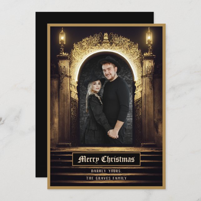 Tarjeta Festiva Fantasy Merry Christmas Holiday Card (Anverso / Reverso)