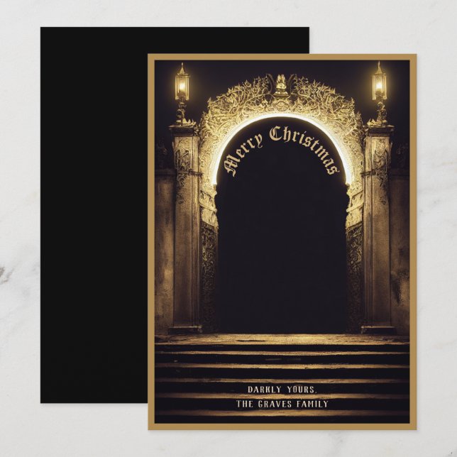 Tarjeta Festiva Fantasy Merry Christmas Holiday Card (Anverso / Reverso)