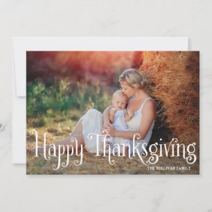 Tarjeta Festiva Fantasy Script Happy Thankending Photo Card