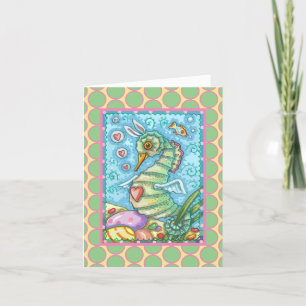 Tarjeta Festiva FANTASY SEAHORSE RABBIT GREETING CARD Verse