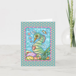 Tarjeta Festiva FANTASY SEAHORSE RABBIT GREETING CARD Verse