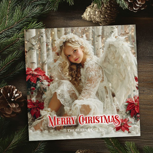 Tarjeta Festiva Fantasy Victorian angel red and gold festive card (Fantasy Victorian angel red and gold festive greeting card

)