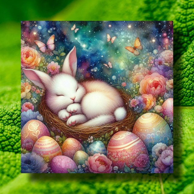 Tarjeta Festiva Fantasy Watercolor Bunny Christian Easter (Subido por el creador)