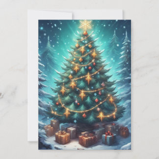 Tarjeta Festiva Fantasy Xmas Tree