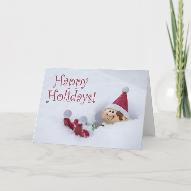 Tarjeta Festiva Farley la carta de los Navidades elfos (Anverso)