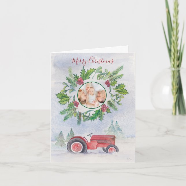Tarjeta Festiva Farm Christmas Cards | Family Photo (Anverso)