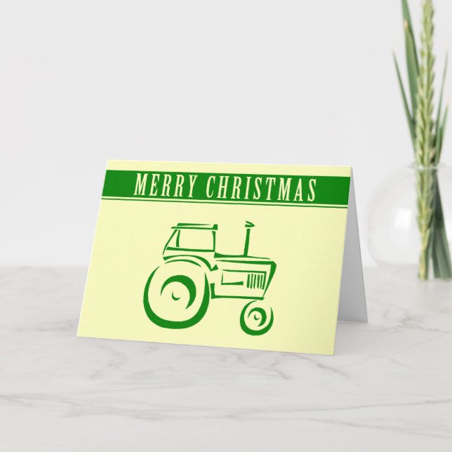 Tarjeta Festiva Farm Tractor Merry Christmas (Anverso)