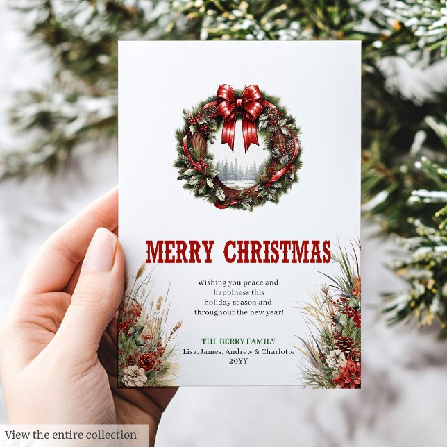 Tarjeta Festiva Farmhouse Christmas greeting card red green (Farmhouse Christmas greeting card red green

)