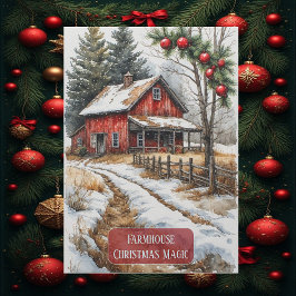 Tarjeta Festiva Farmhouse Christmas Magic Vintage Rustic 
