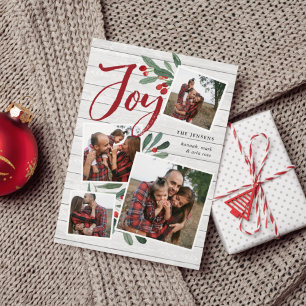 Tarjeta Festiva Farmhouse Holly   Collage de fotos de Navidades
