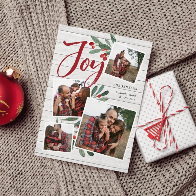 Tarjeta Festiva Farmhouse Holly | Collage de fotos de Navidades (Subido por el creador)
