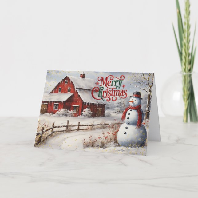 Tarjeta Festiva Farmhouse Rustic Christmas Card (Anverso)