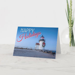 Tarjeta Festiva Faro con guirnalda de Navidades