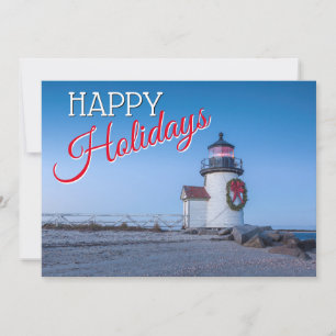 Tarjeta Festiva Faro con guirnalda de Navidades
