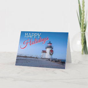 Tarjeta Festiva Faro con guirnalda de Navidades
