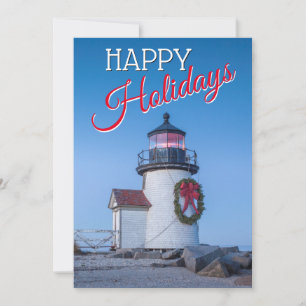 Tarjeta Festiva Faro con guirnalda de Navidades