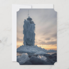 Tarjeta Festiva Faro cubierto de hielo