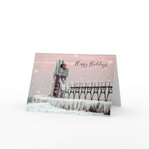 Faro de invierno de South Haven Michigan Nieve