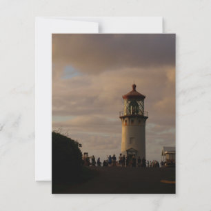 Tarjeta Festiva Faro de Kilauea en el atardecer