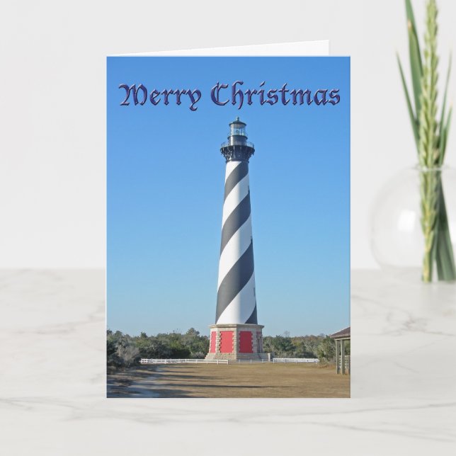 Tarjeta Festiva Faro de navidades Cape Hatteras (Anverso)