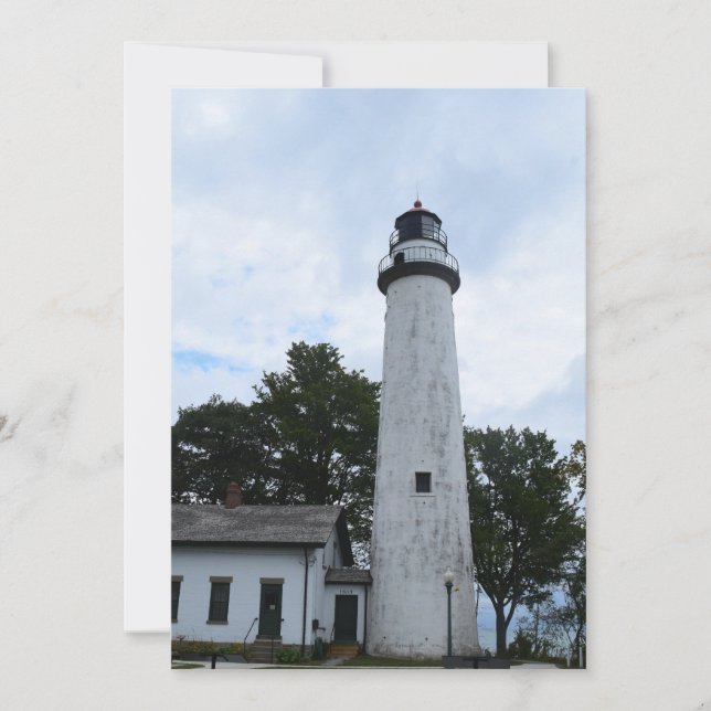 Tarjeta Festiva Faro de Pointe Aux Barques en una (Anverso)