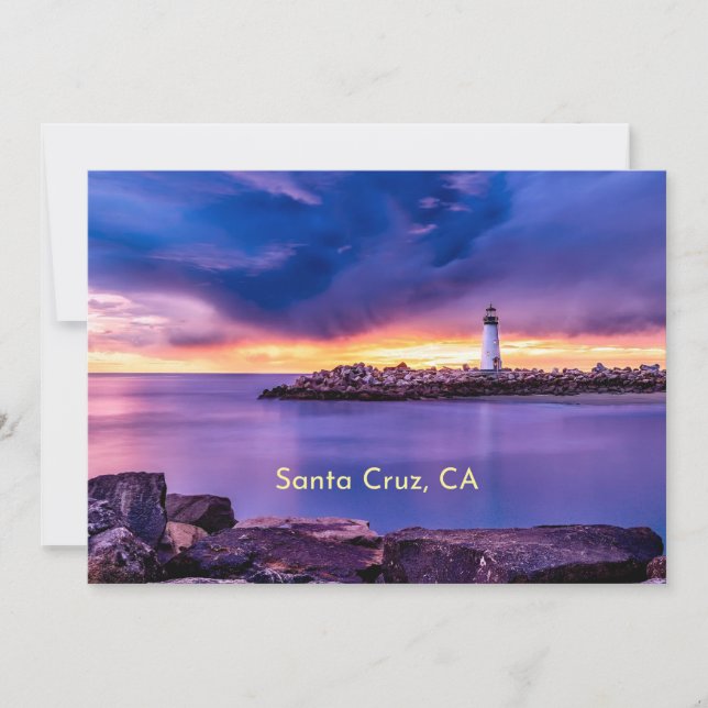 Tarjeta Festiva Faro de Santa Cruz, CA (Anverso)