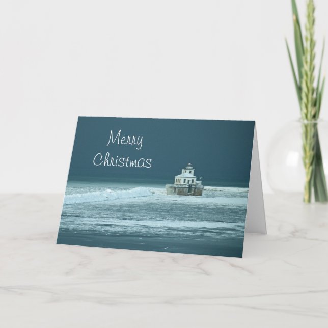 Tarjeta Festiva Faro navideño (Anverso)