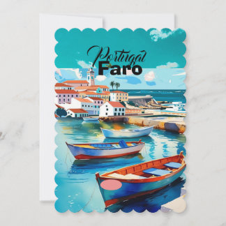 Tarjeta Festiva Faro Portugal Travel Postcard Art, Portugal Travel
