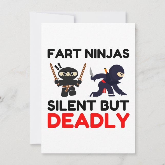 Tarjeta Festiva Fart Ninjas silencioso pero mortal (Anverso)