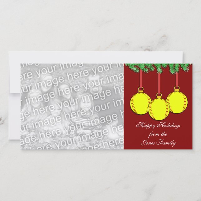 Tarjeta Festiva Fastpitch Softball Christmas Photo Card (Anverso)